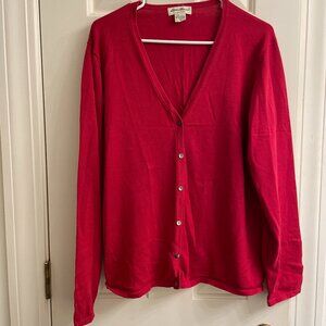 Vintage Eddie Bauer Red Cotton Cardigan Sweater